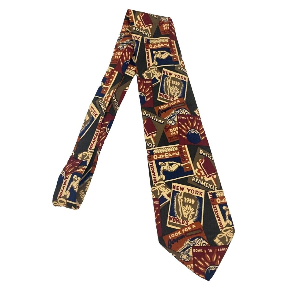 #5613 Infinity Studio Pirenze Novelty Mens Signs  Around The World tie 58 x 3.75